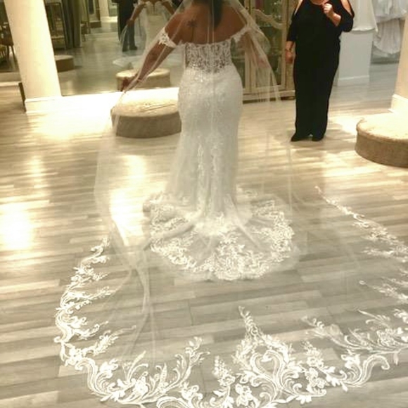 Justin Alexander Signature Wedding Dress with veil and straps. Size 16. - Picture 3 of 4